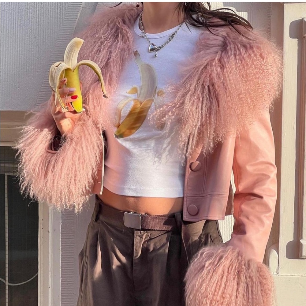 FREE PEOPLE NWT CHAROLETTE SIMONE CROPPED PENNY FAUX LEATHER JACKET 🦋 - Picture 7 of 16